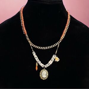 Venessa Arizaga Stay Classy block letter bead swag necklace